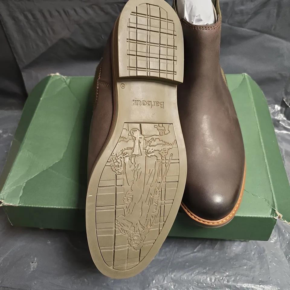 BARBOUR FARSLEY CHELSEA BOOTS - CHOCOLATE BROWN LEATHER, UK 11 (EU 45) MEN'S