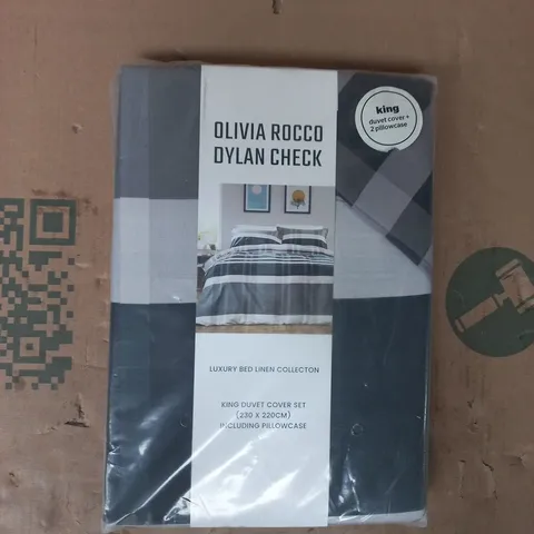 OLIVIA ROCCO OYLAN CHECK LUXURY BED LINEN COLLECTION - KING SIZE