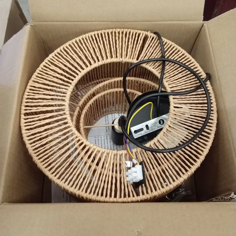 BOXED NOIRMOUTIER 1-LIGHT FARMHOUSE BOHO WOVEN RATTAN PENDANT