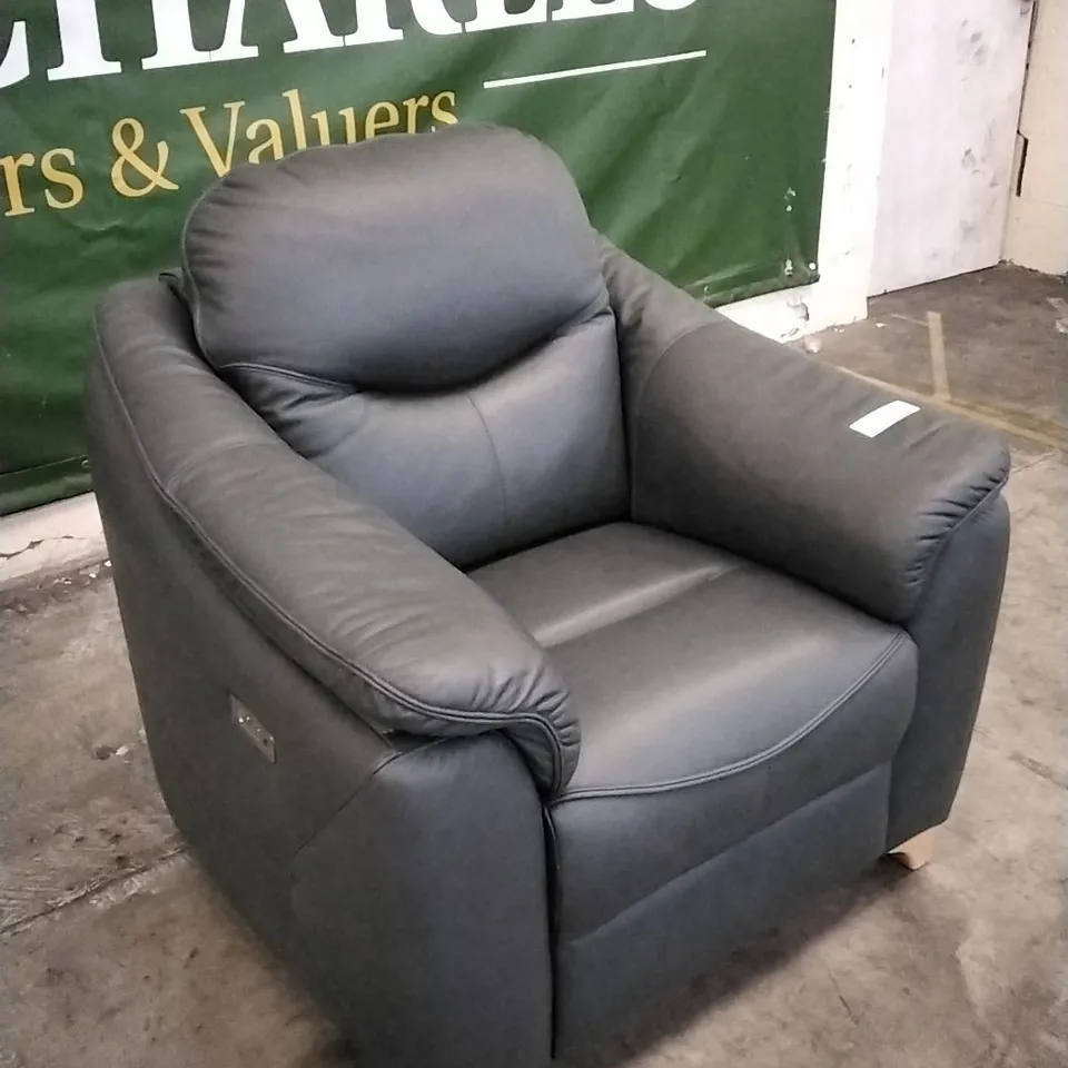 QUALITY BRITISH DESIGNED & MANUFACTURED G PLAN JACKSON POWER RECLINER ARMCHAIR CAMBRIDGE PETROL BLUE LEATHER