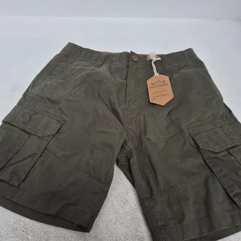 NEXT SUPPLY MEN'S CARGO SHORTS, OLIVE GREEN, UK 28