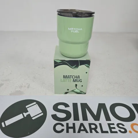 MATCHA LATTE MUG β GREEN CERAMIC WITH BLACK LID