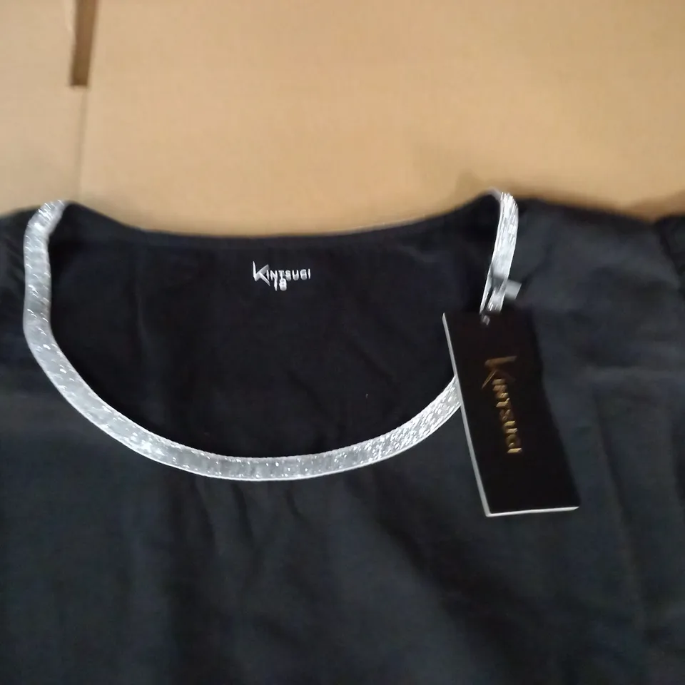 BRAND NEW KINTSUGI CROPPED BLACK TOP WITH BATWING SLEEVES AND HIDDEN SIDE ZIP - 18