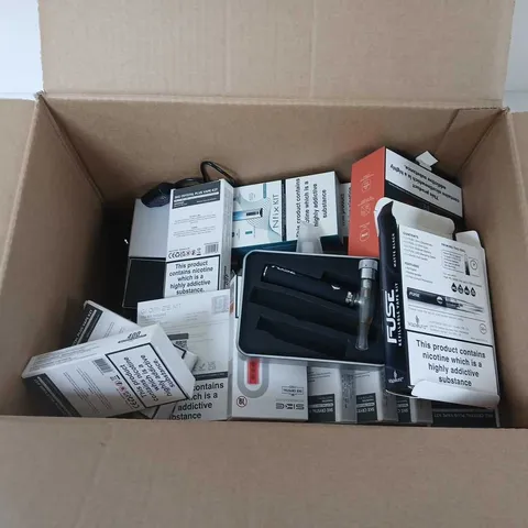 BOX OF APPROXIMATELY 35 ASSORTED E-CIGARETTES AND COMPONENTS TO INCLUDE:  ASSORTED SMOK DEVICE KITS 