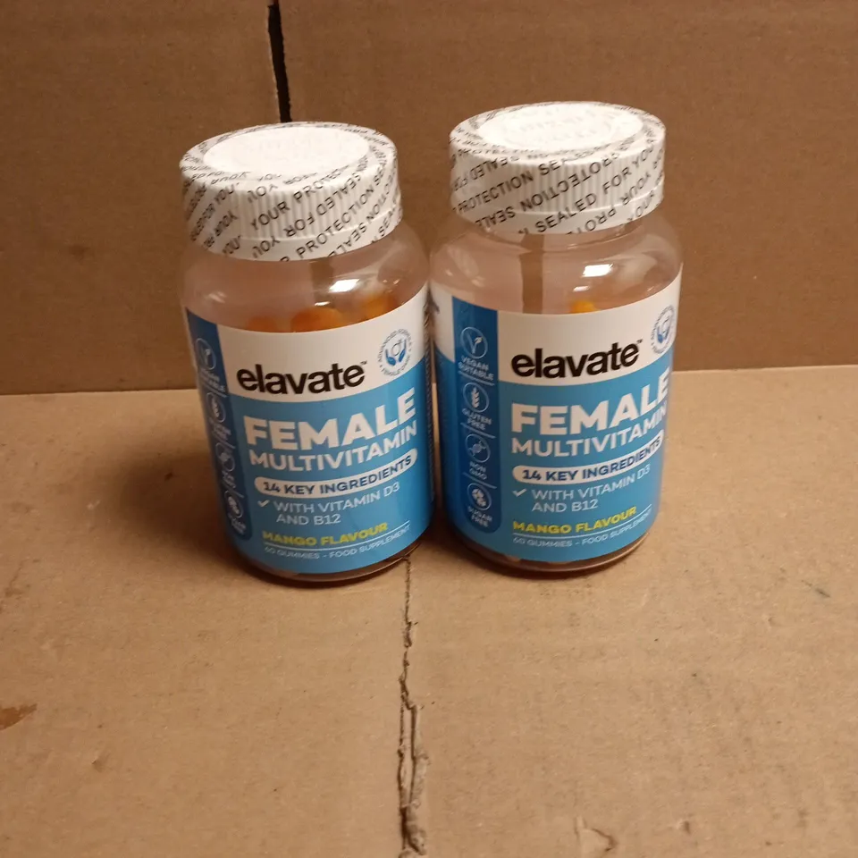 2 X ELAVATE FEMALE MULTIVITAMINS MANGO FLAVOUR 60 GUMMIES