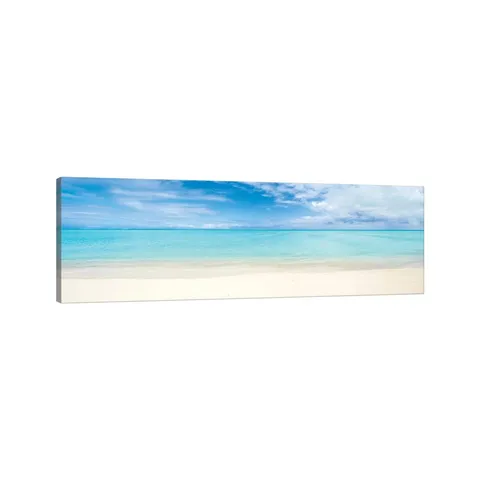 BOXED BEACH PANORAMA, BORA BORA, FRENCH POLYNESIA BY JAN BECKE - WRAPPED CANVAS PRINT