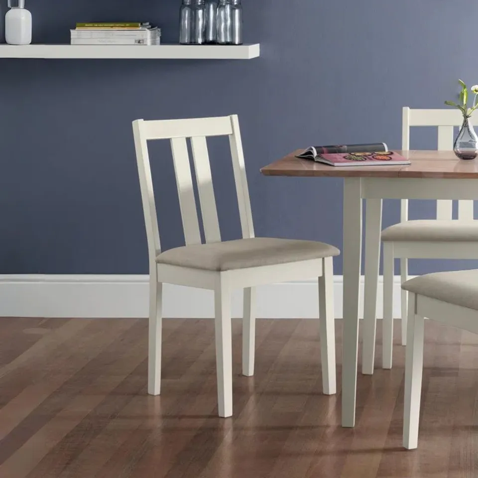 BOXED SIDE CHAIR SET BROOKVALE OF SOLID WOOD (SET OF 2) - IVORY (1 BOX)