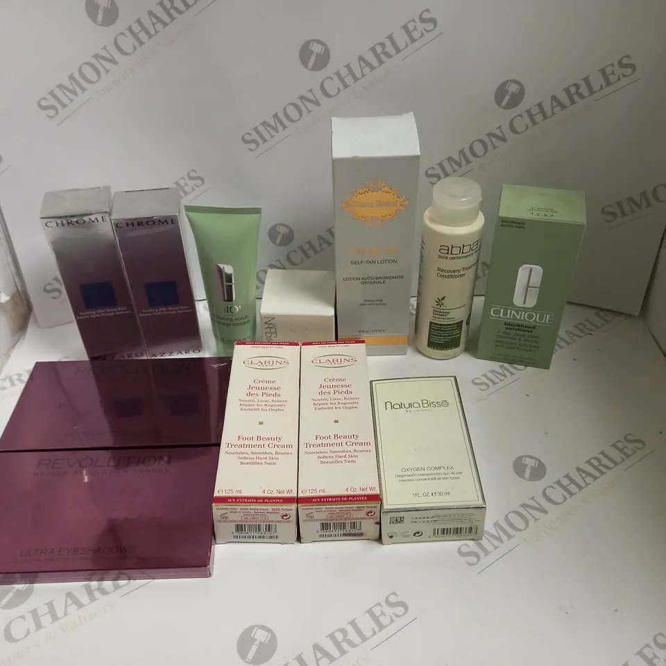 BOX OF APPROX 10 ASSORTED BEAUTY ITEMS TO INCLUDE ABBA, CHROME AND REVOLUTION