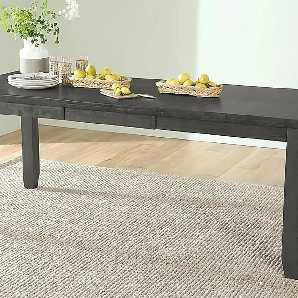 BOXED HIGHBURY GREY WOOD 150-200CM EXTENDING DINING TABLE (2 BOXES)