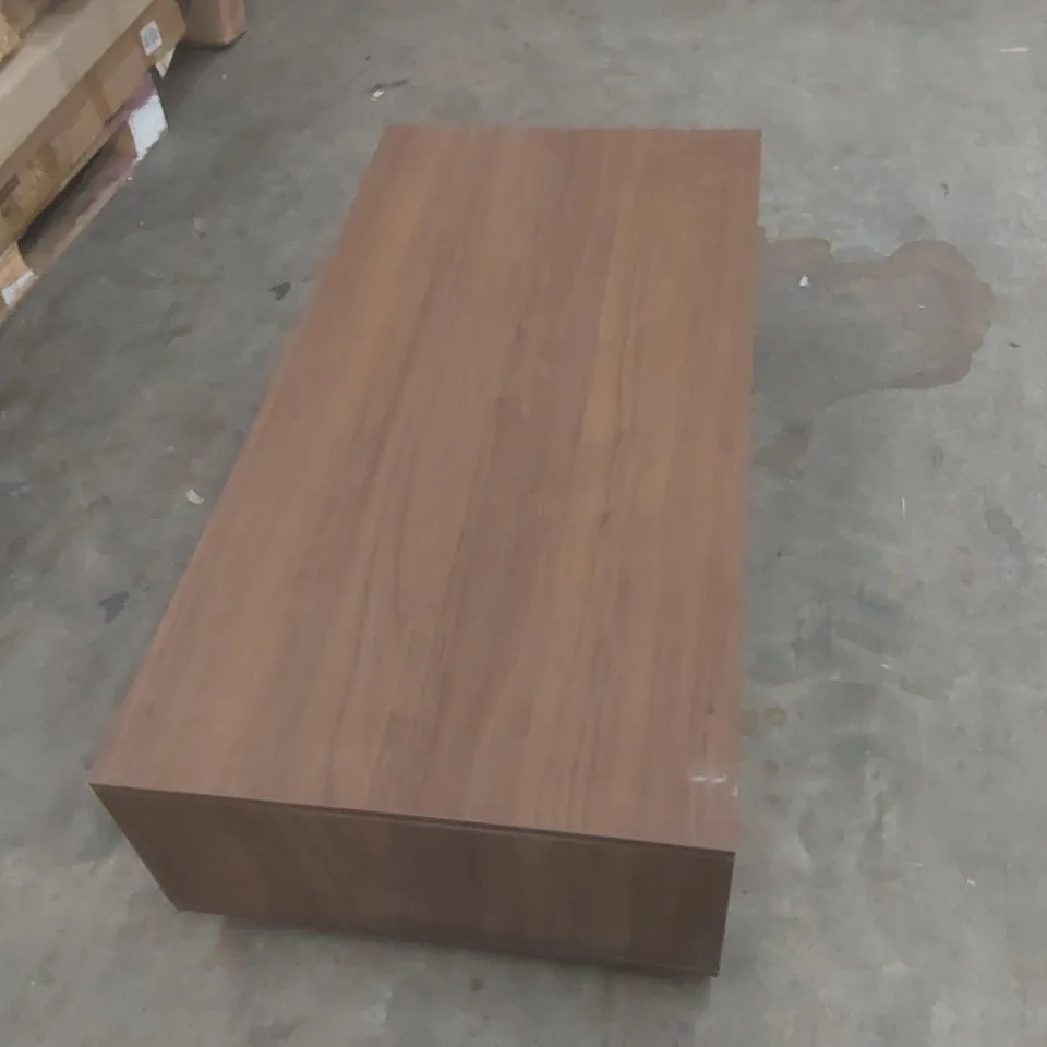 MID-CENTURY 120 CM WALNUT RECTANGULAR COFFEE TABLE WITH 4 DRAWERS, STORAGE & DURABLE SURFACE