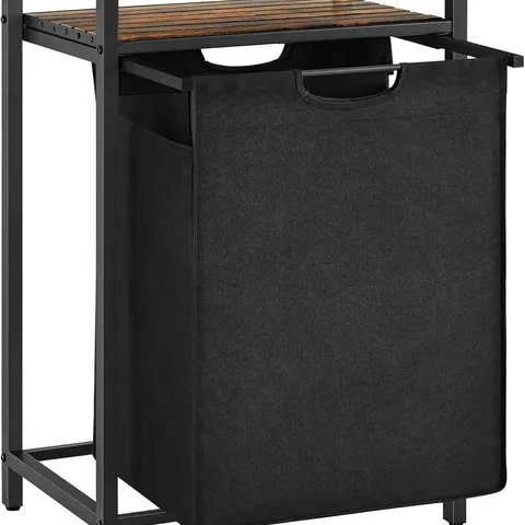 BOXED VASAGLE LAUNDRY BASKET 65L, 50×33×72CM - INK BLACK AND RUSTIC BROWN 