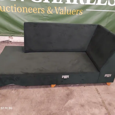 DESIGNER LH CHAISE SECTION GREEN PLUSH FABRIC