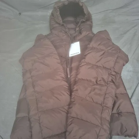 KIDS Bershka Quilted Puffer Jacket – Brown, Hooded