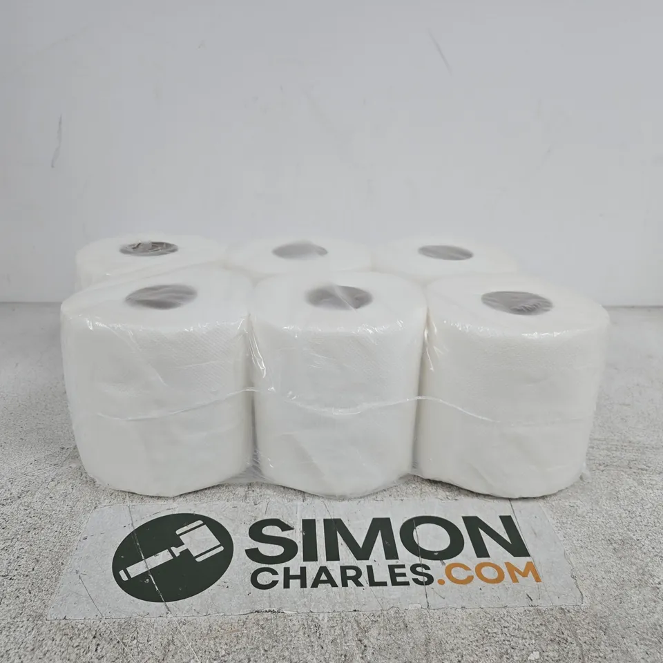 PACK OF 6 WHITE CENTRE FEED EMBOSSED ROLLS