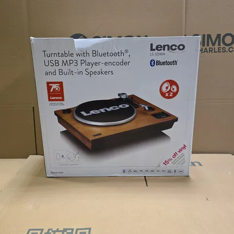 BOXED LENCO TURNTABLE WITH BLUETOOTH AND BUILT IN SPEAKERS - LS-55WA