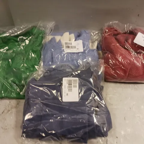 APPROXIMATELY 10 ASSORTED CLOTHING ITEMS TO INCLUDE CARDIGAN IN ROUGE, SUEDE JACKET, SATIN SHIRT ETC