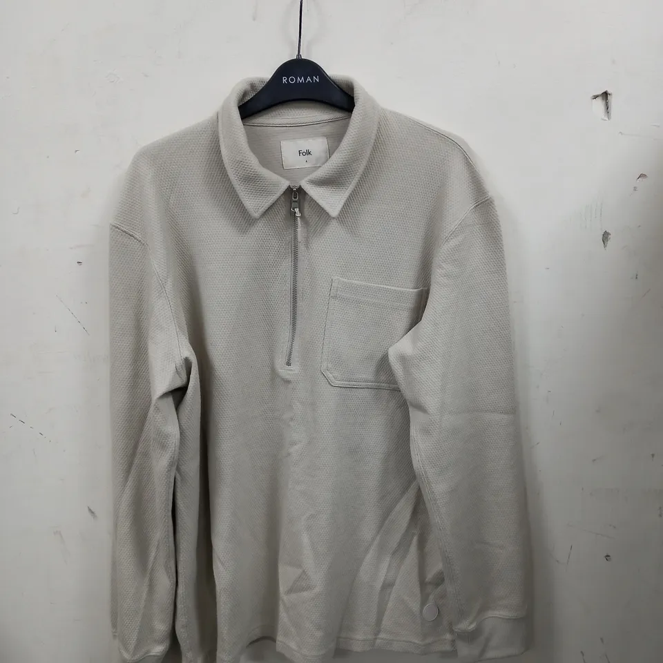 FOLK QUARTER ZIP POLO BEIGE SIZE 4