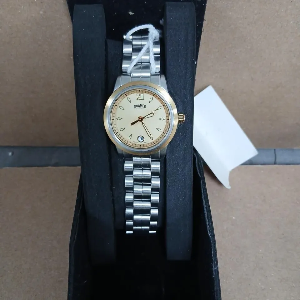 ROAMER POWER 8 WRISTWATCH – TWO-TONE STAINLESS STEEL, CREAM DIAL