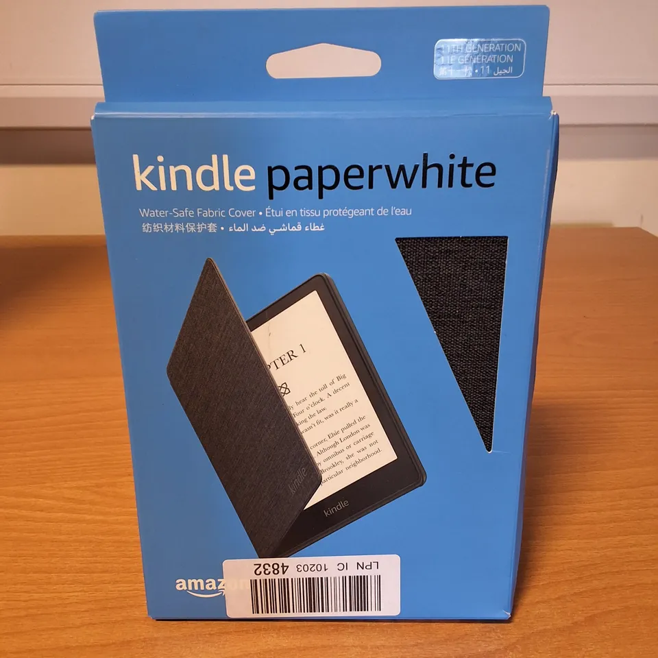 BOXED KINDLE PAPERWHITE 11TH GEN WATER SAFE FABRIC COVER IN GREY