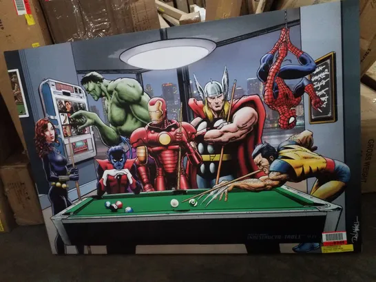 Lot 1505: SUPER HEROES PLAYING POOL ILLUSTRATION - WRAPPED CANVAS PRINT ...
