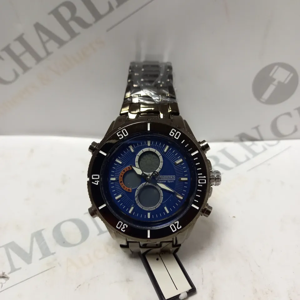 BOXED BARKERS OF KENSINGTON PREMIER SPORT BLUE DIAL WATCH 