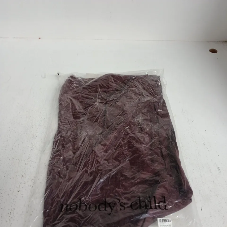 NOBODY'S CHILD WOMEN'S PURPLE HIGH WAIST WIDE-LEG TROUSERS – UK 14
