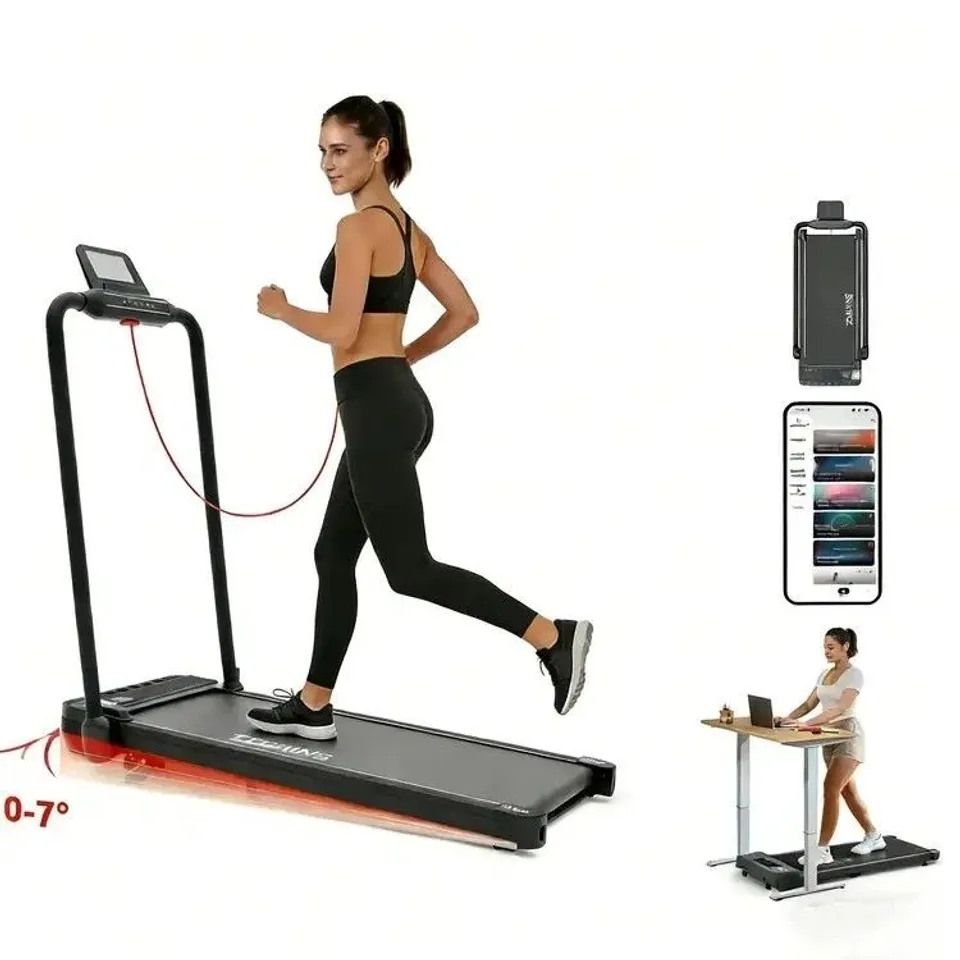 TOUSAINS 2 IN 1 TREADMILL 7% INCLINE UNDER DESK FOLDING WALKING PAD