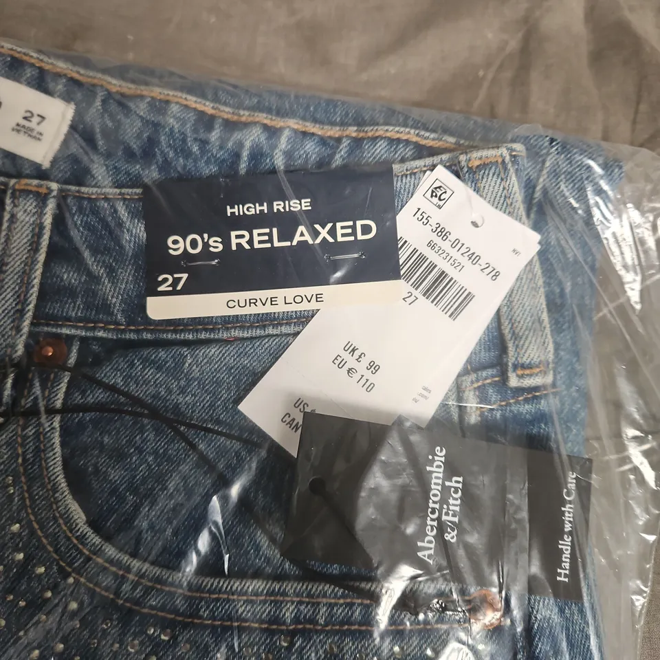 ABERCROMBIE & FITCH HIGH RISE 90S RELAXED JEANS – CURVE LOVE, SIZE 27