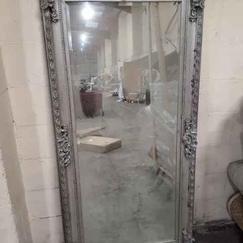 ANTIQUE SILVER WOOD FRAMED MIRROR 84×171×8CM