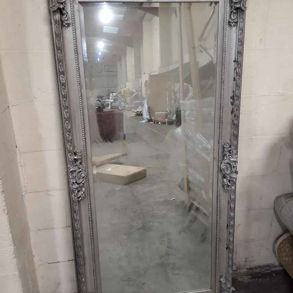 ANTIQUE SILVER WOOD FRAMED MIRROR 84×171×8CM