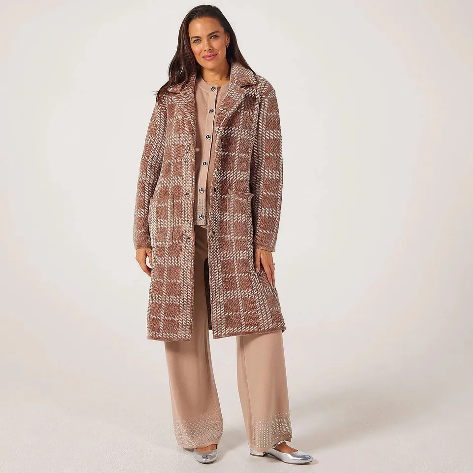 FRANK USHER CHECKERED CHENILLE FEEL BLAZER COAT - SIZE S/M 