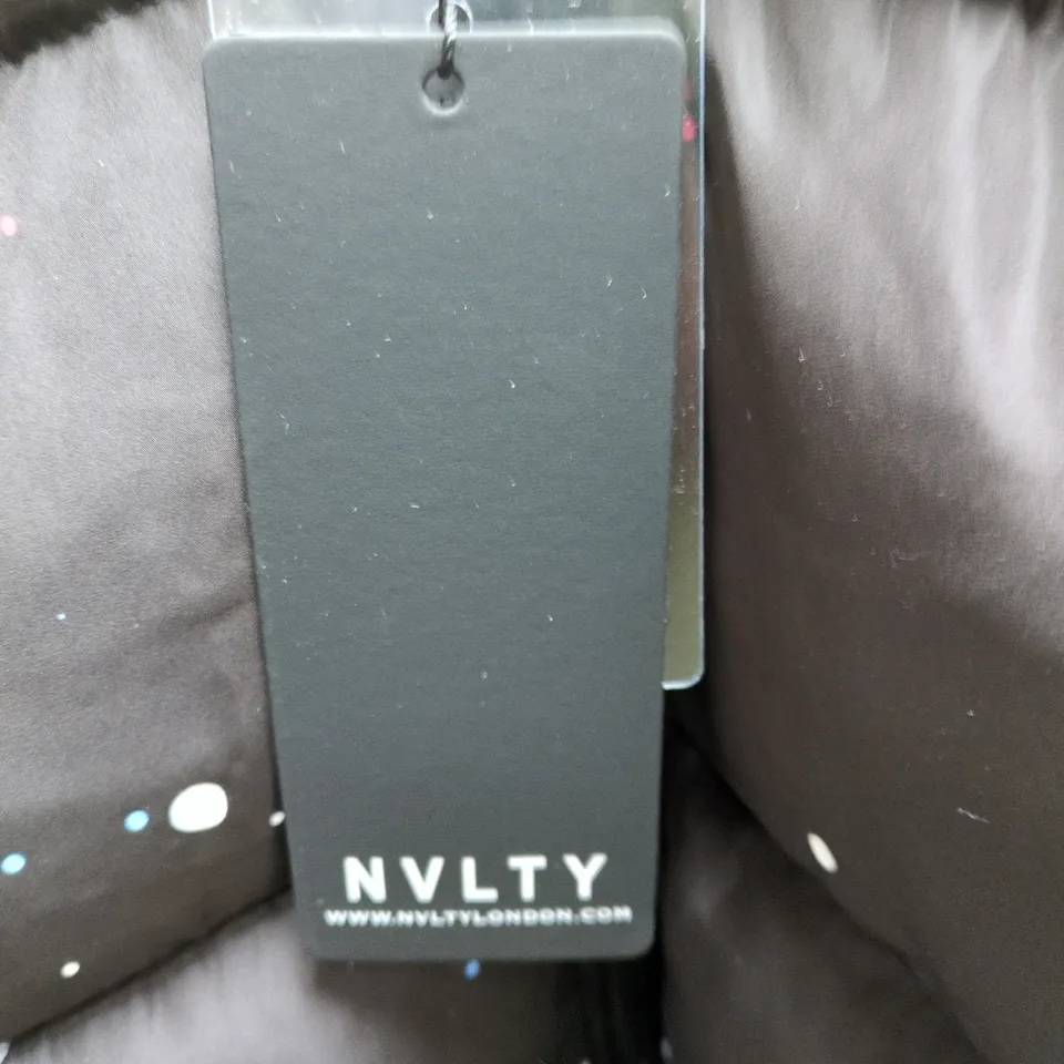 NVLTY PUFFER JACKET – BLACK PAINT-SPLATTER, SIZE S