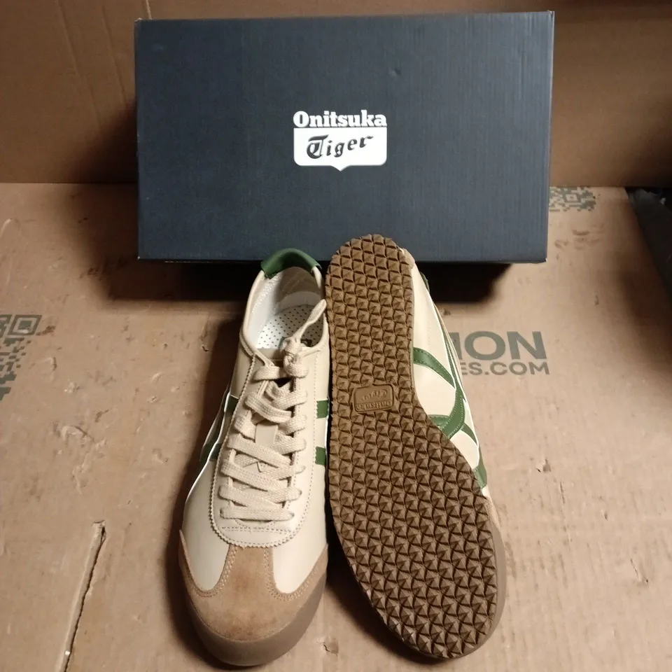 ONITSUKA TIGER TRAINERS – BEIGE/GREEN – BOXED - UK SIZE 10 
