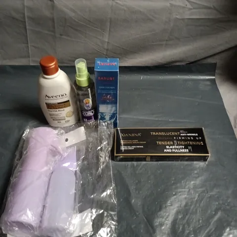 APPROXIMATELY 20 HEALTH AND BEAUTY PRODUCTS TO INCLUDE GARNIER METHOD FOR CURLS SPRAY, AVEENO SHAMPOO AND BARUBT MADE FOR MEN CREAM