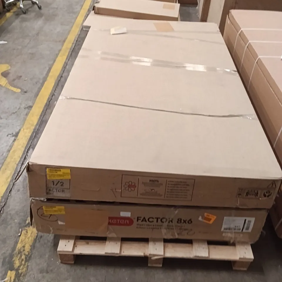 BOXED KETER FACTOR GARDEN SHED (2 boxes)