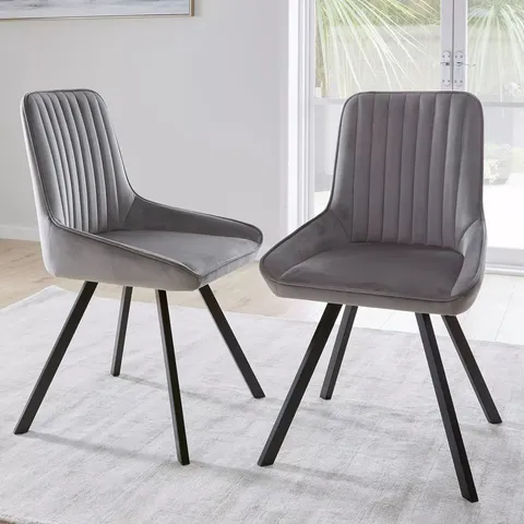 MARLOW PAIR OF DINING CHAIRS - GREY/BLACK 