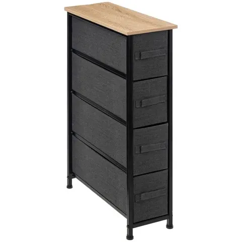 BOXED TISSA GREY NARROW 4 DRAWER STORAGE UNIT (1 BOX)