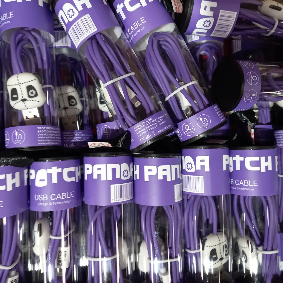 BOX OF APPROXIMATELY 85 PATCH PANDA USB CABLES IN VARIOUS COLOURS