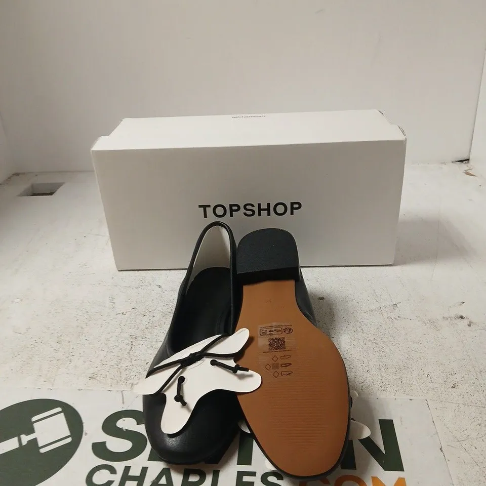 TOPSHOP BLACK SLIP-ON FLATS  – UK 6