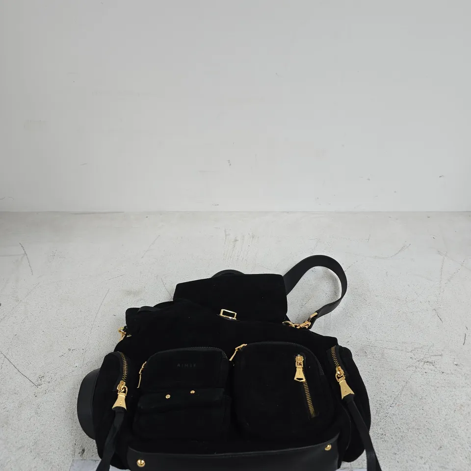 AIMEE KESTENBERG BLACK SATCHEL WITH EXTERIOR POCKETS