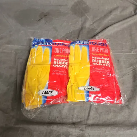 BOX OF APPROXIMATELY 12X12 PAIRS HOUSEHOLD LATEX GLOVES IN YELLOW SIZE L