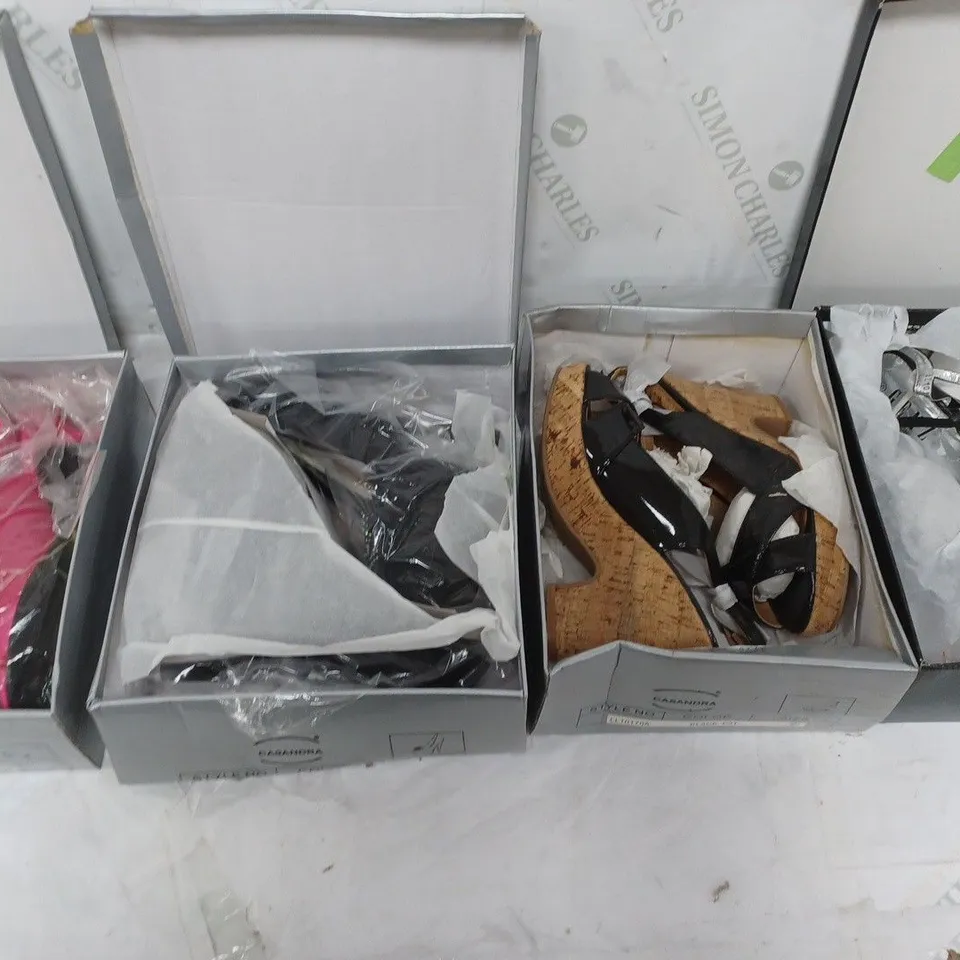 LARGE BOX OF APPROXIMATELY 10 ASSORTED BOXED SHOES TO INCLUDE BOOTS AND HEELS ETC.