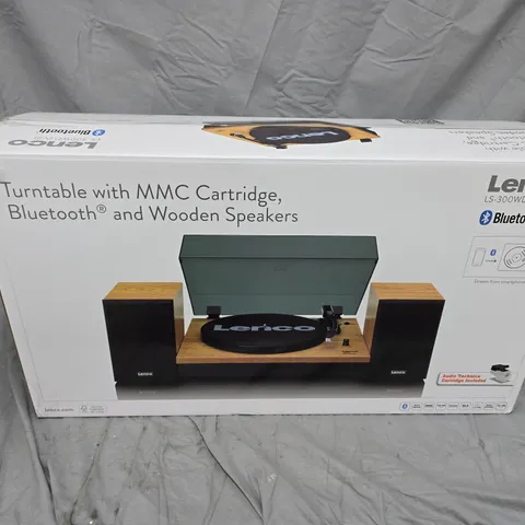 LENCO TURNTABLE WITH MMC CARTRIDGE, BLUETOOTH & WOODEN SPEAKERS – LS-300WD (V2)