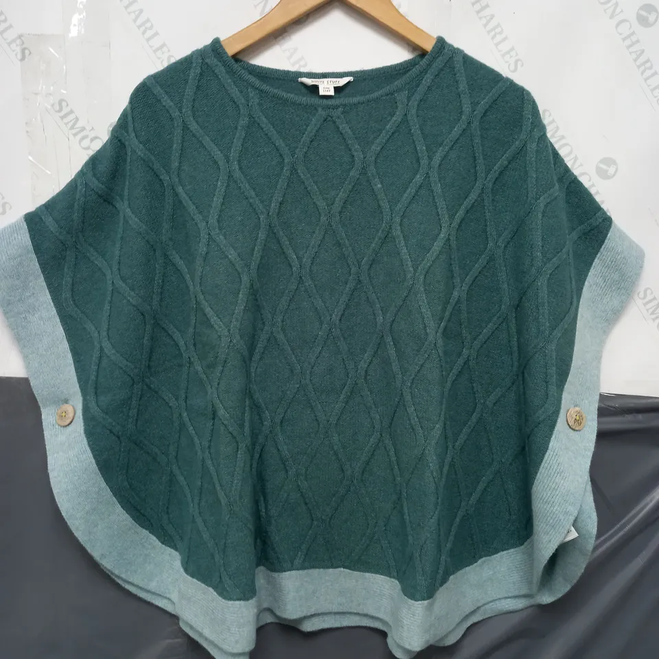 WHITE STUFF PONCHO IN MID TEAL - ONE SIZE