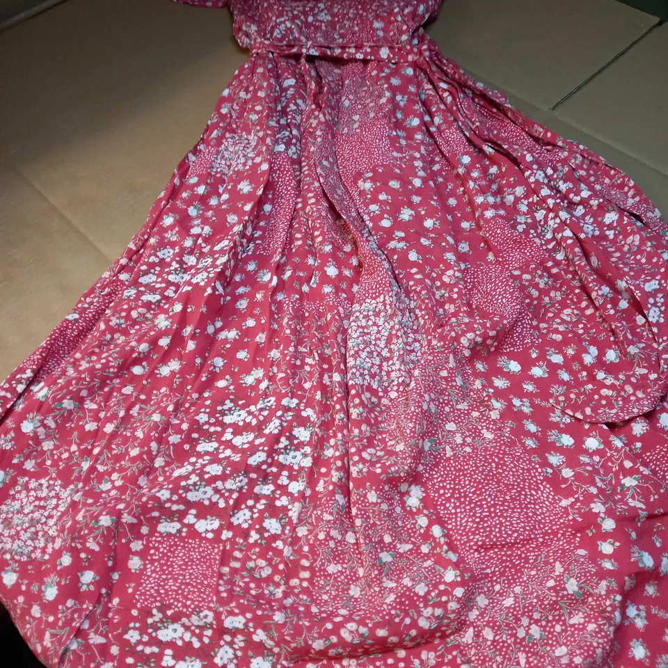 MONSOON RED DITSY MAXI DRESS - MEDIUM