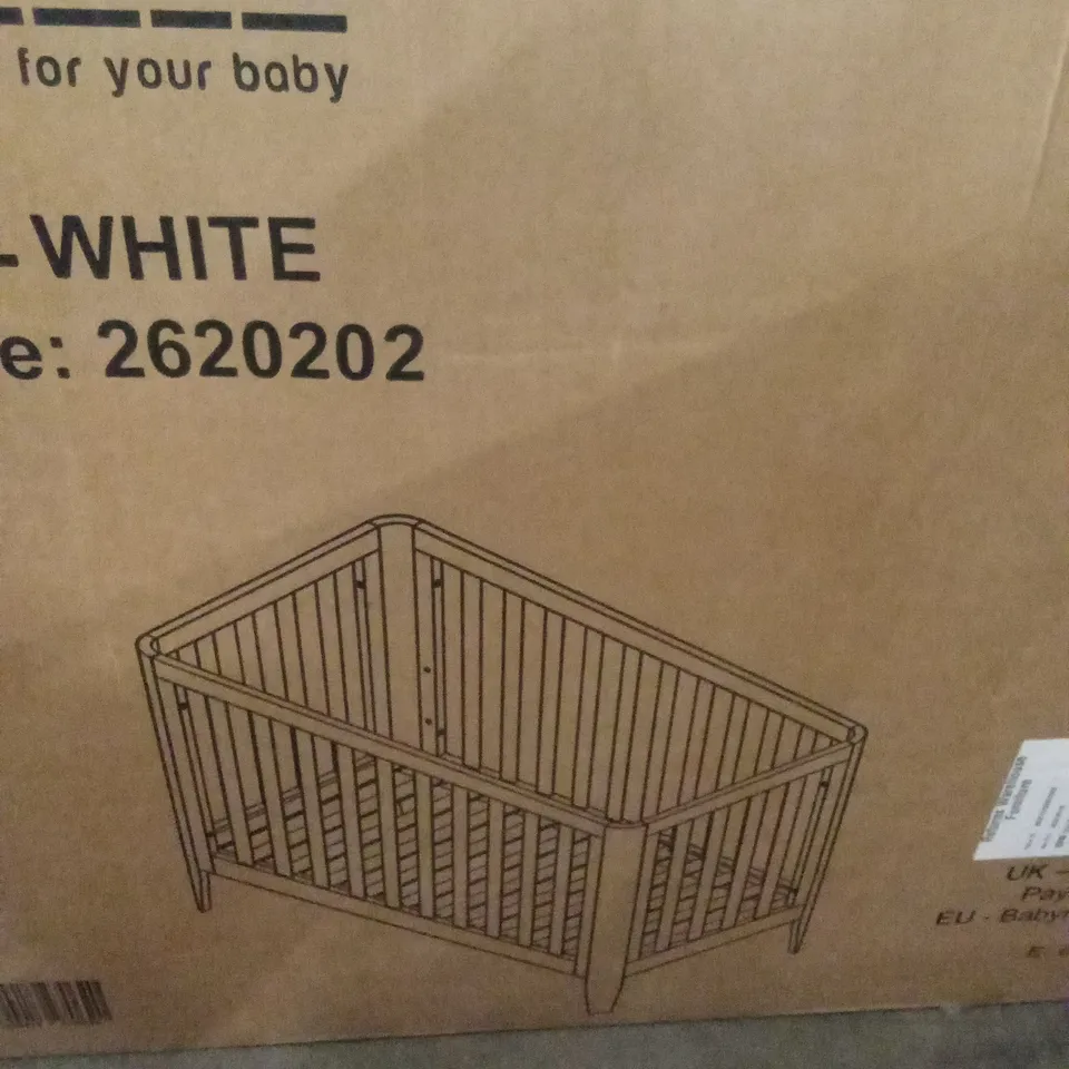 BOXED IRIS COT BED - WHITE (1 BOX)