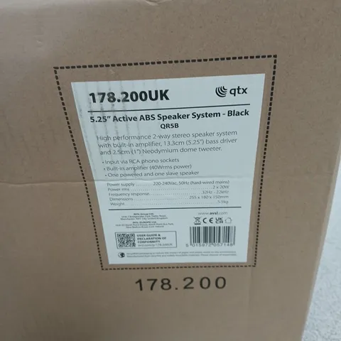 QTX 178.200UK 5.25" ACTIVE ABS SPEAKER SYSTEM - BLACK (PAIR)