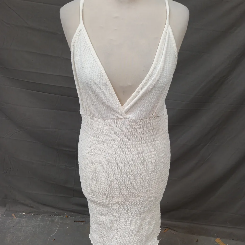 .OBJECT STRAP JERSEY DRESS IN CLOUD DANCER SIZE L