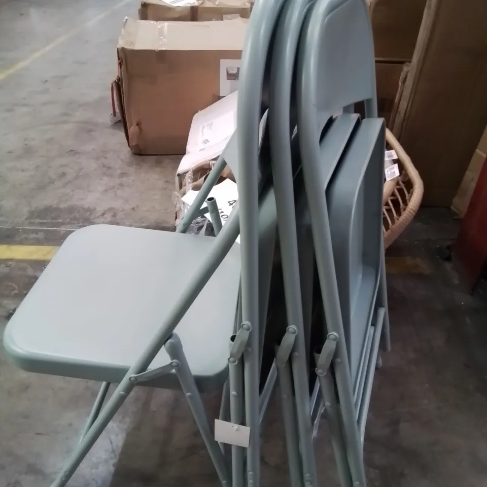 SET OF FOUR LASANA FOLDING METAL CHAIRS (Green)