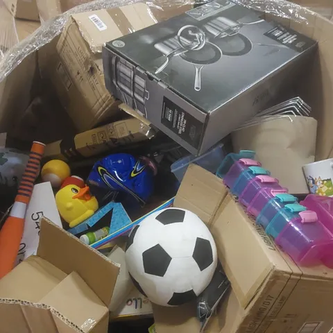 PALLET CONTAINING A VERY LARGE QUANTITY OF ASSORTED CONSUMER PRODUCTS INCLUDING: TABLE LAMP, KIDS TOYS, MUG, RAKE ECT